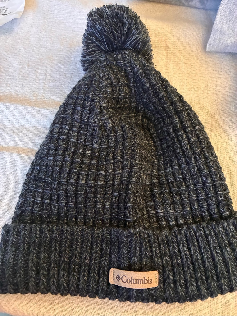 Columbia Pom Beanie Hat in Dark Grey